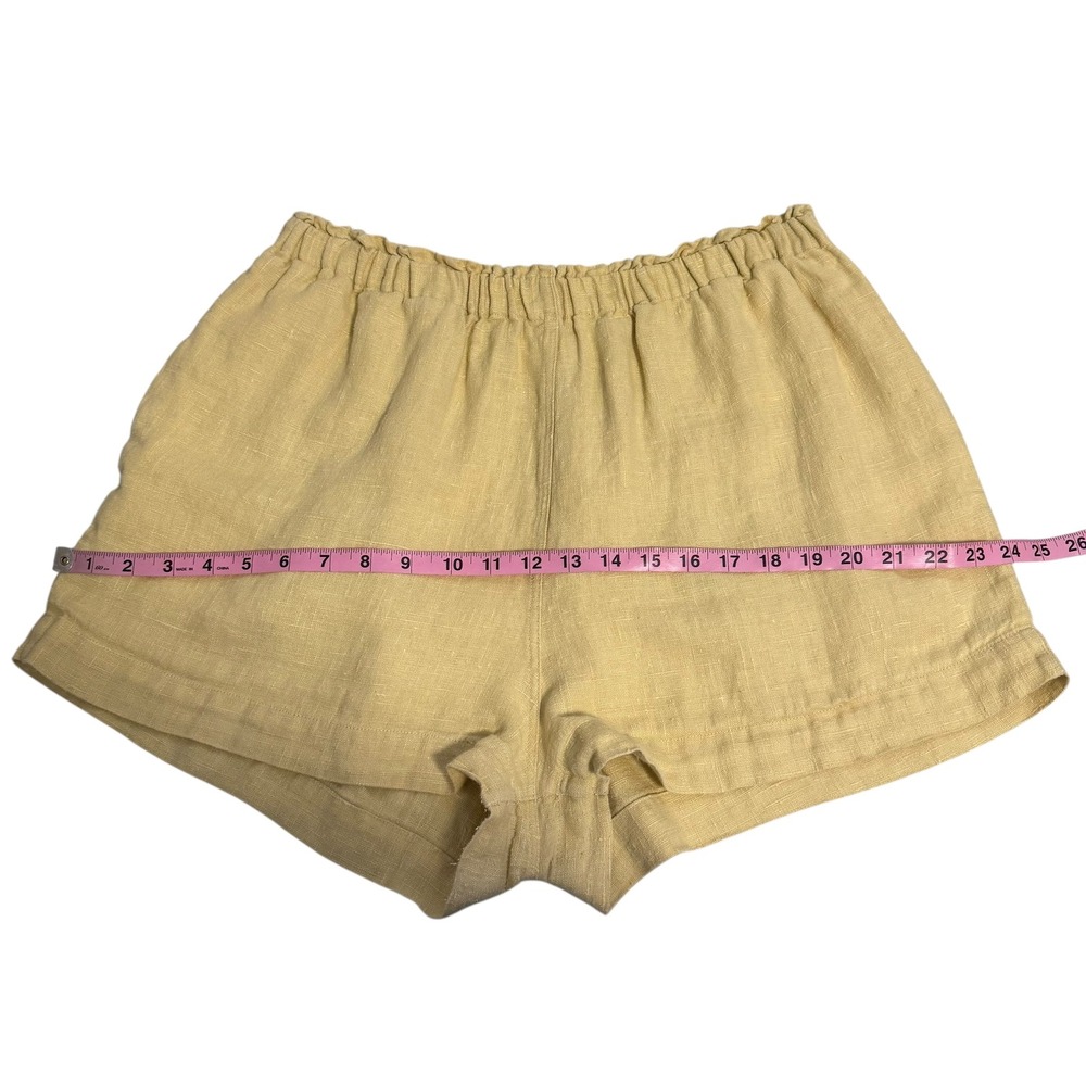 Shelter | Eva Shorts in Butter Yellow 100% Linen Elastic Waist Size XL - Picture 12 of 15